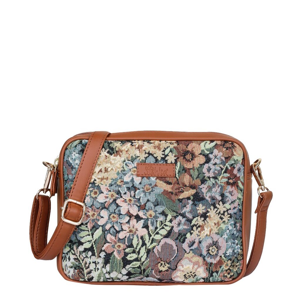 Women’s Botanical Tapestry Crossbody Purse | Messenger & Shoulder Bag with PU